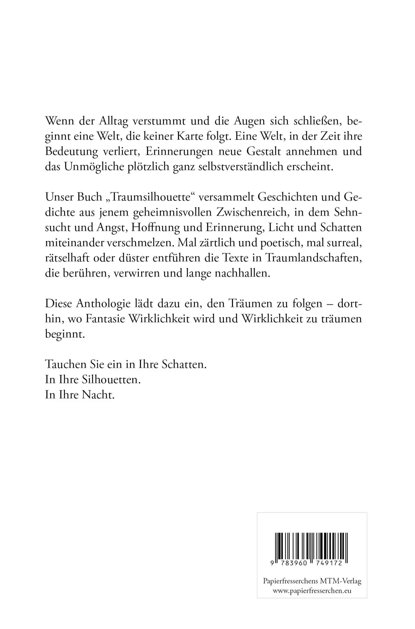 Rückseite: 9783960749172 | Traumsilhouette - Wo Fantasie Wirklichkeit wird und Wirklichkeit zu...