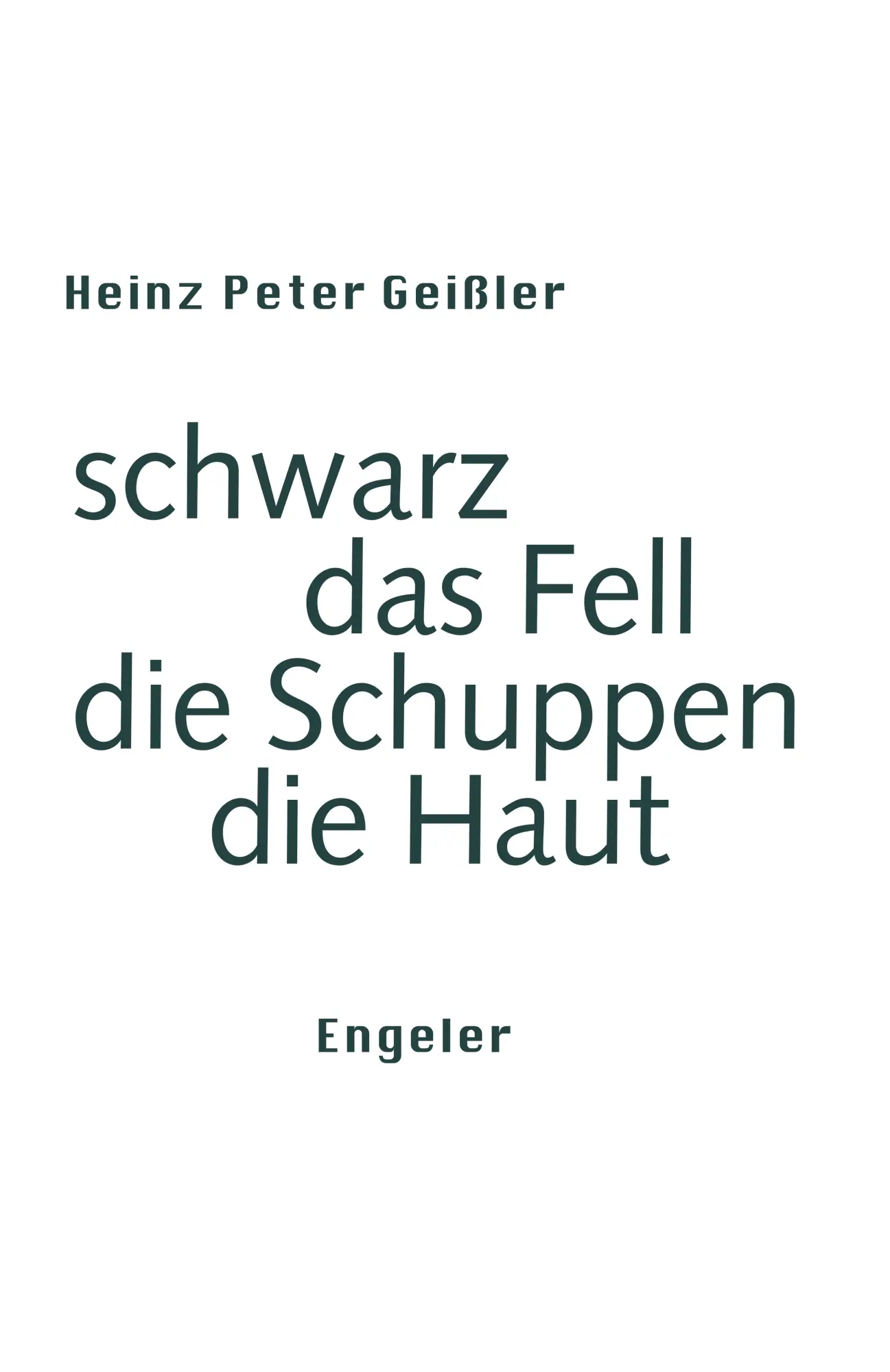 Cover: 9783907369272 | schwarz das Fell | Neue Sammlung 19 | Heinz Peter Geißler | Buch