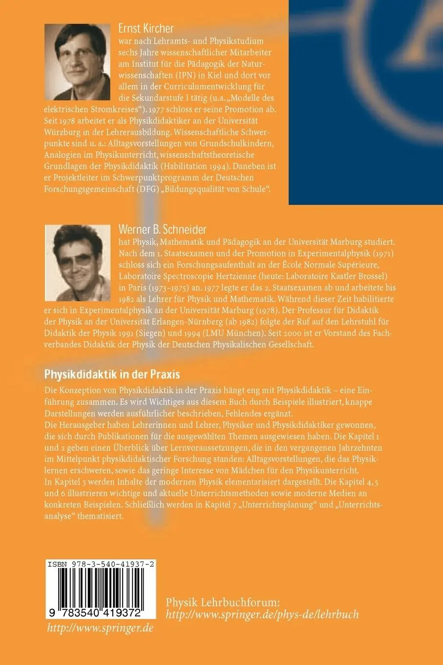 Rückseite: 9783540419372 | Physikdidaktik in der Praxis | Werner Schneider (u. a.) | Taschenbuch