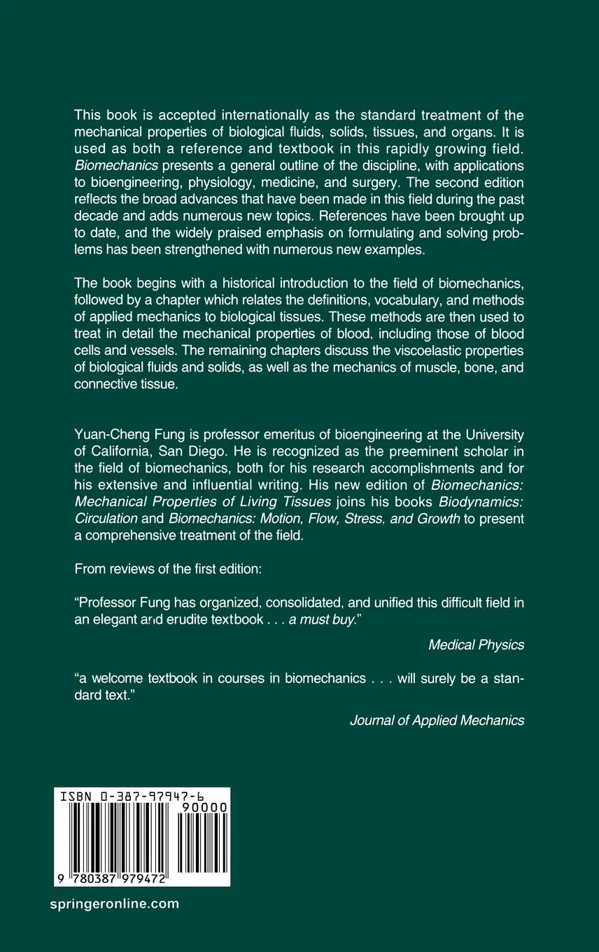 Rückseite: 9780387979472 | Biomechanics | Mechanical Properties of Living Tissues | Y. C. Fung