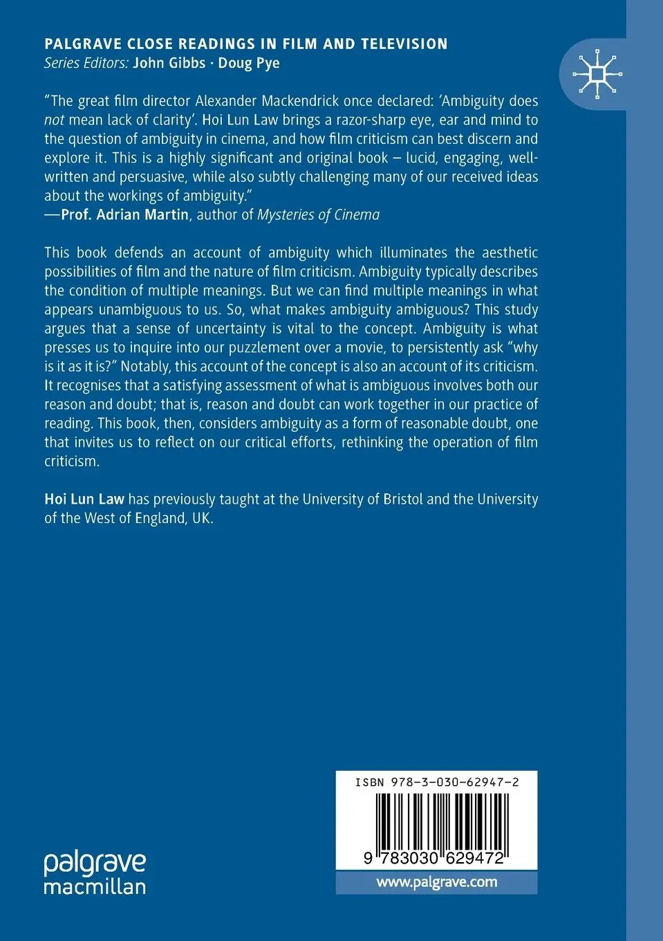 Rückseite: 9783030629472 | Ambiguity and Film Criticism | Reasonable Doubt | Hoi Lun Law | Buch