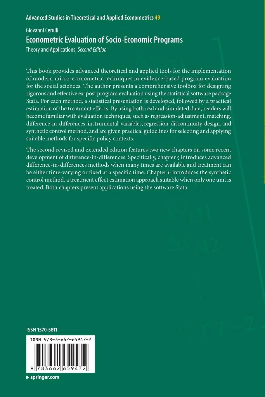 Rückseite: 9783662659472 | Econometric Evaluation of Socio-Economic Programs | Giovanni Cerulli