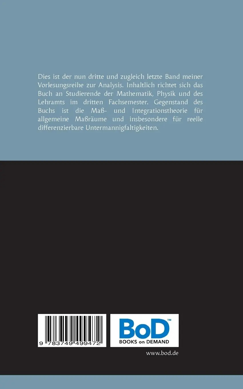 Rückseite: 9783749499472 | Analysis 3 | Knut Smoczyk | Taschenbuch | 224 S. | Deutsch | 2019