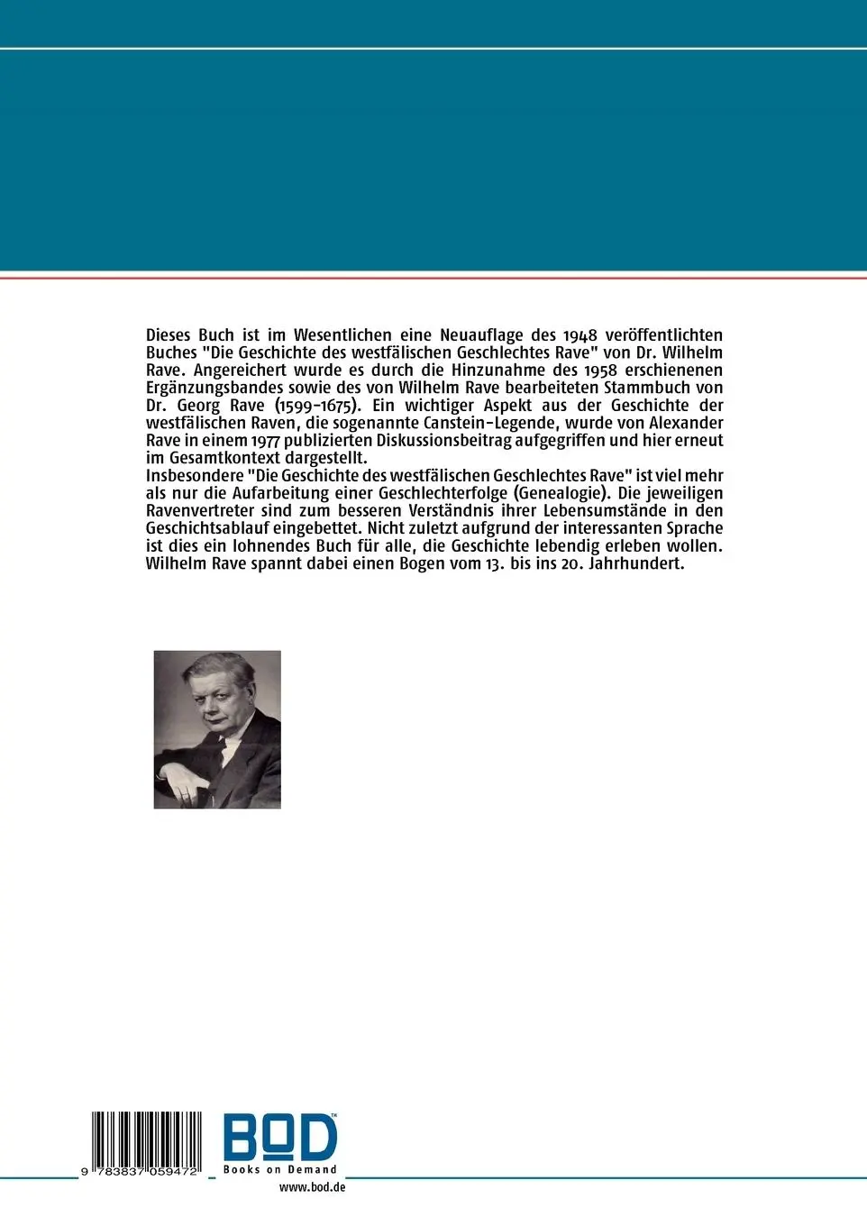 Rückseite: 9783837059472 | Die Geschichte des westfälischen Geschlechtes Rave | Werner J. Rave