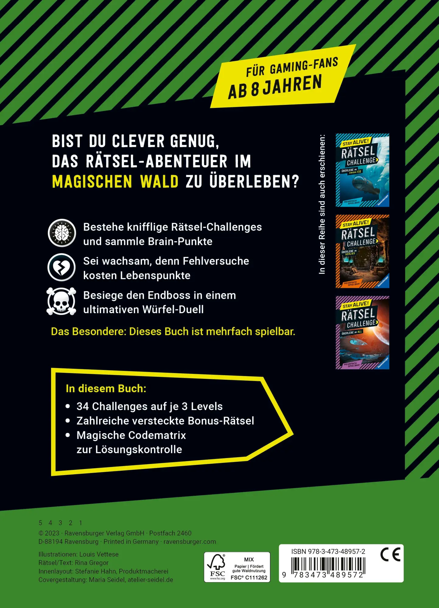 Rückseite: 9783473489572 | Stay alive! Rätsel-Challenge - Überlebe im magischen Wald | Gregor