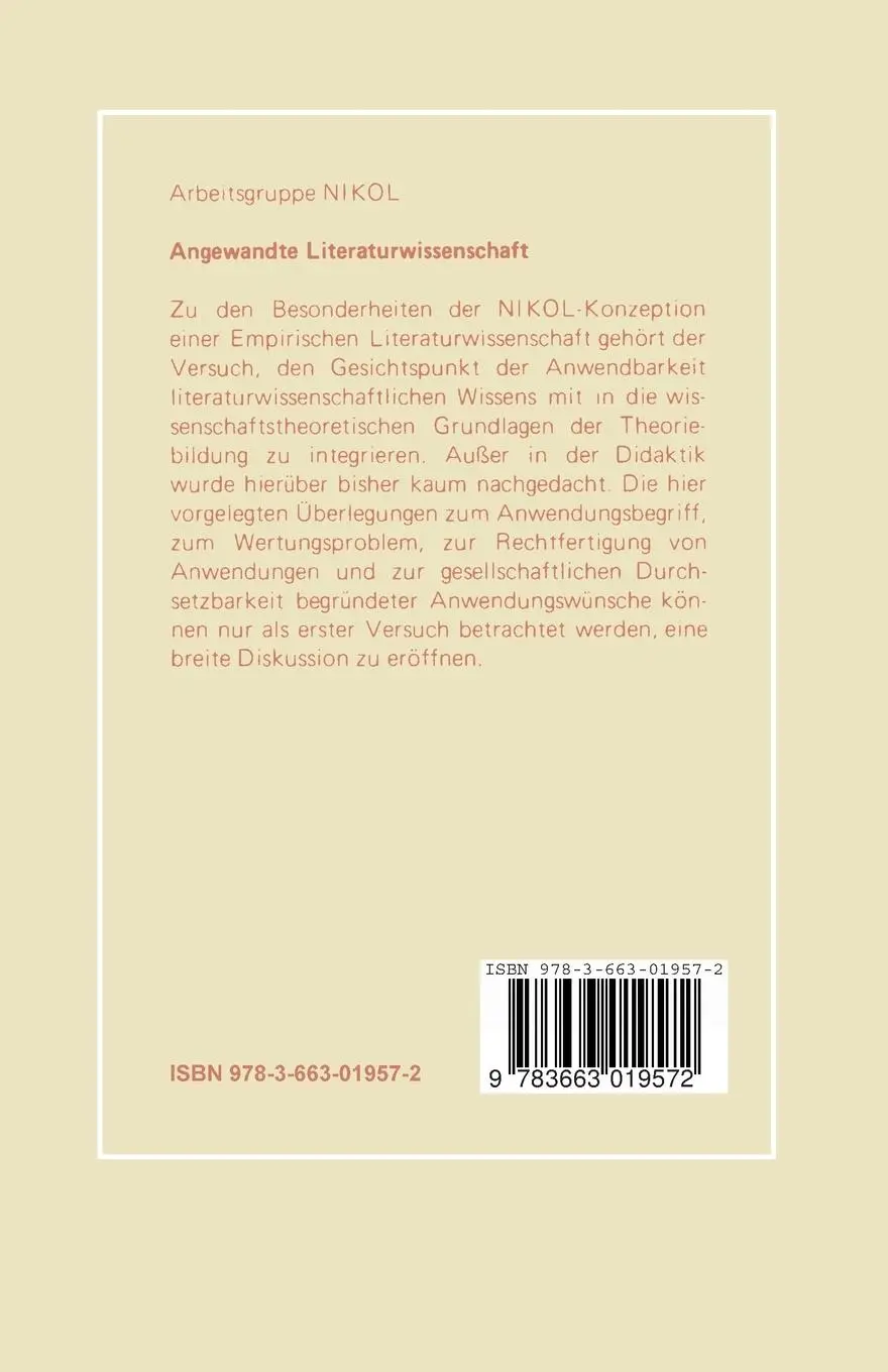 Rückseite: 9783663019572 | Angewandte Literaturwissenschaft | Kenneth A. Loparo | Taschenbuch | x