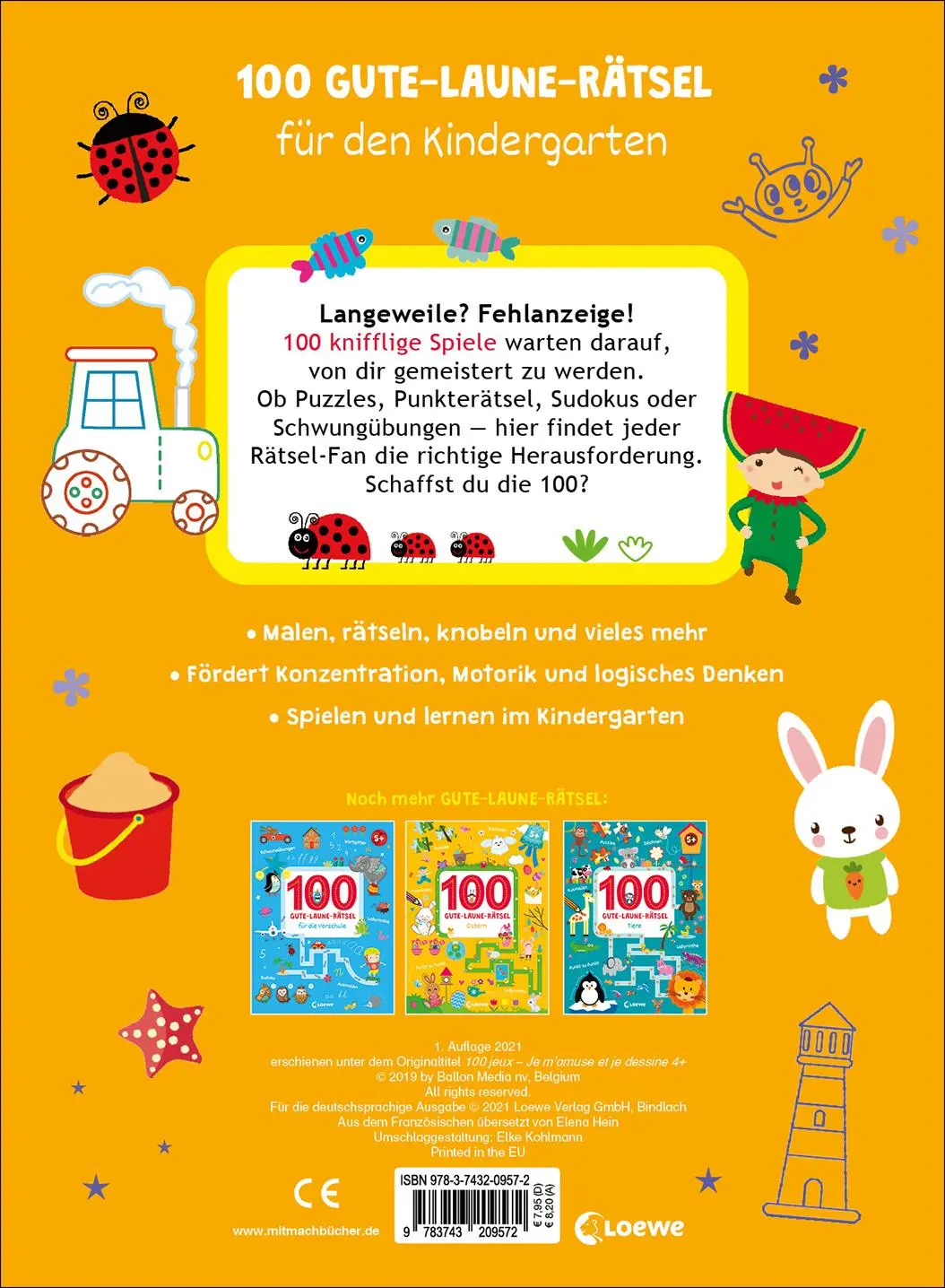 Rückseite: 9783743209572 | 100 Gute-Laune-Rätsel für den Kindergarten | Loewe Kreativ | Buch