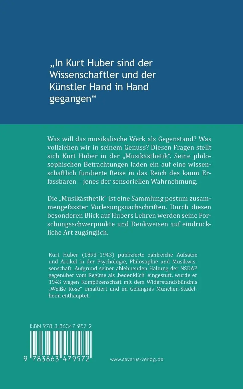 Rückseite: 9783863479572 | Musikästhetik | Kurt Huber | Taschenbuch | 256 S. | Deutsch | 2026
