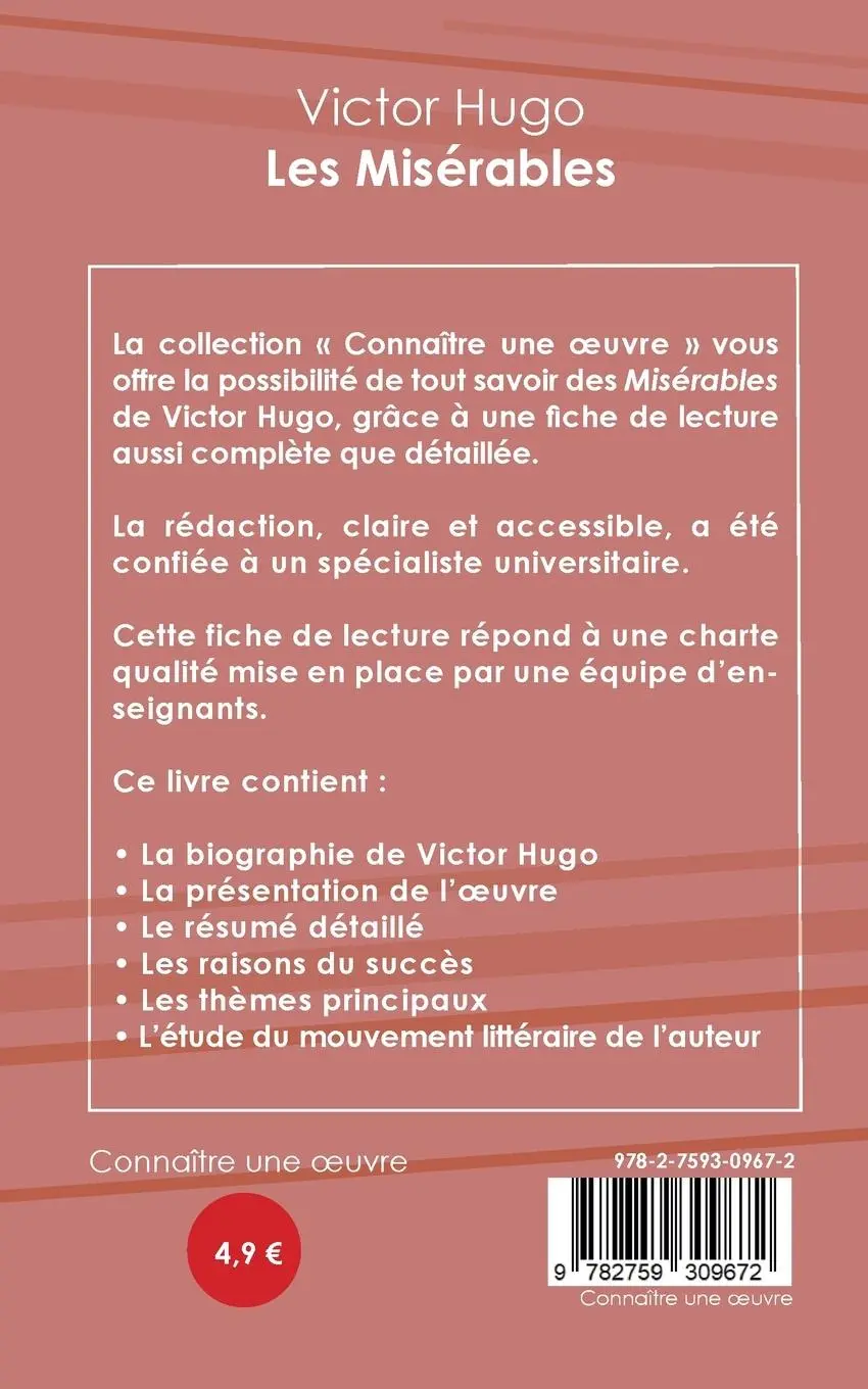 Rückseite: 9782759309672 | Fiche de lecture Les Misérables de Victor Hugo (analyse littéraire...