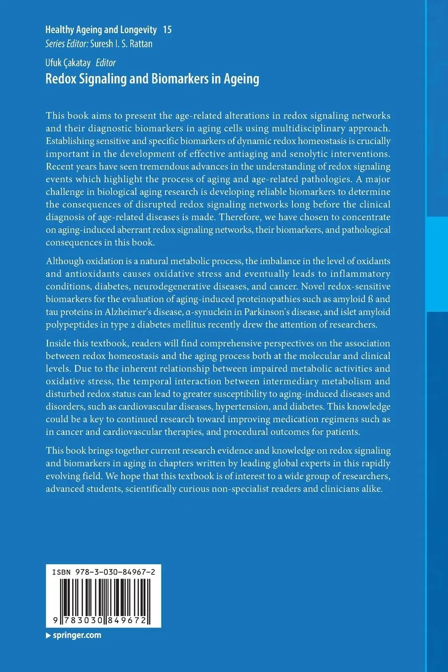 Rückseite: 9783030849672 | Redox Signaling and Biomarkers in Ageing | Ufuk Çakatay | Taschenbuch