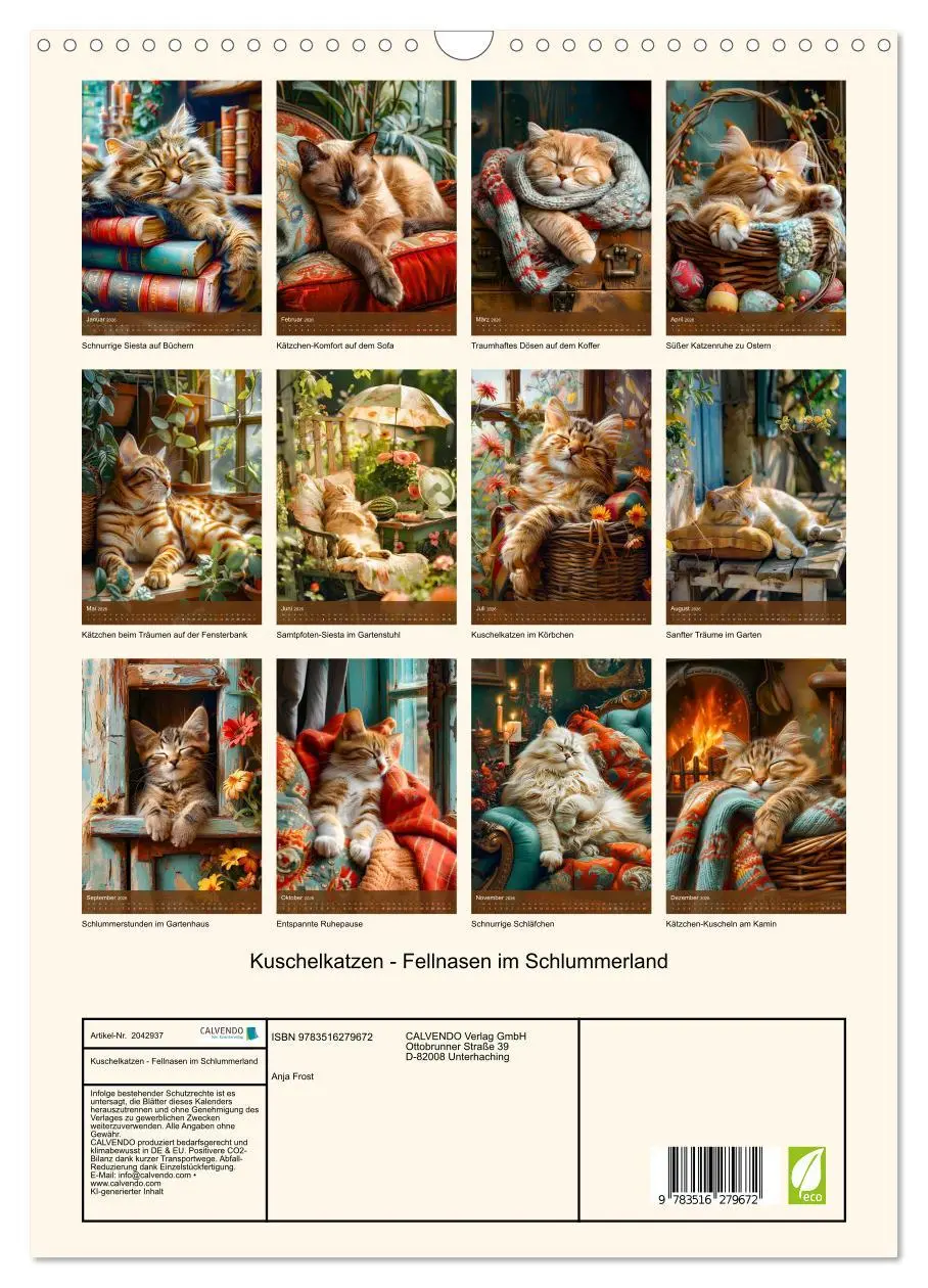 Bild: 9783516279672 | Kuschelkatzen - Fellnasen im Schlummerland (Wandkalender 2026 DIN...