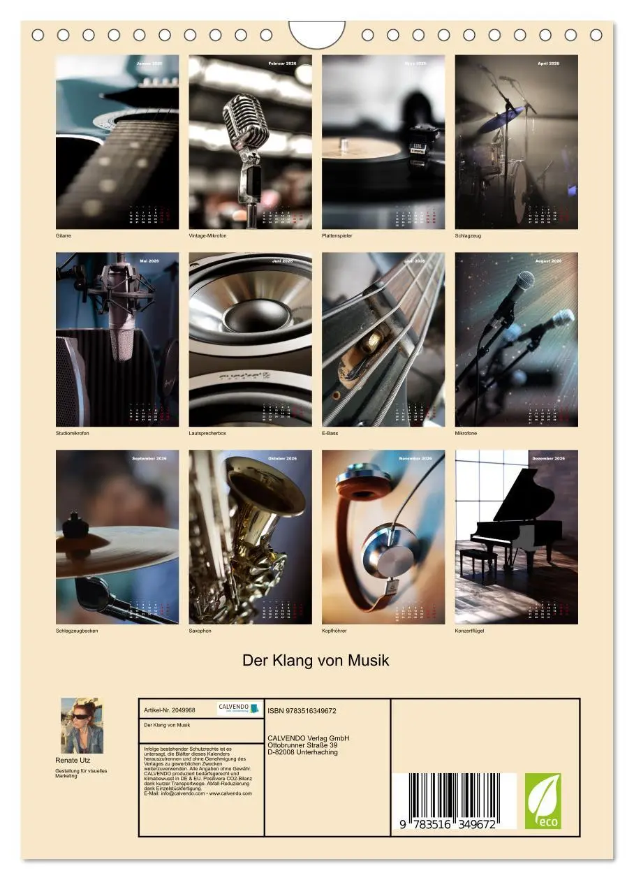 Bild: 9783516349672 | Der Klang von Musik (Wandkalender 2026 DIN A4 hoch), CALVENDO...