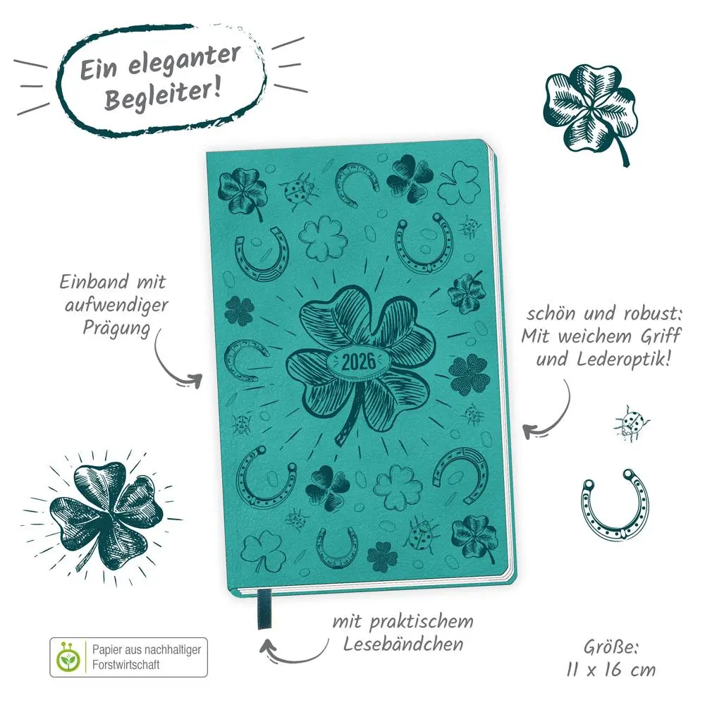 Bild: 4251901509772 | Trötsch Taschenkalender A6 Soft Touch Glück 2026 | KG | Kalender
