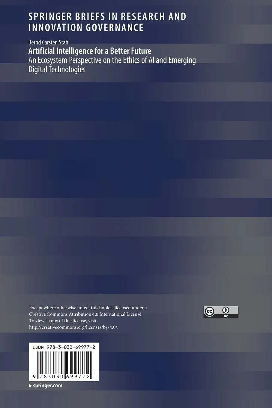 Rückseite: 9783030699772 | Artificial Intelligence for a Better Future | Bernd Carsten Stahl | x
