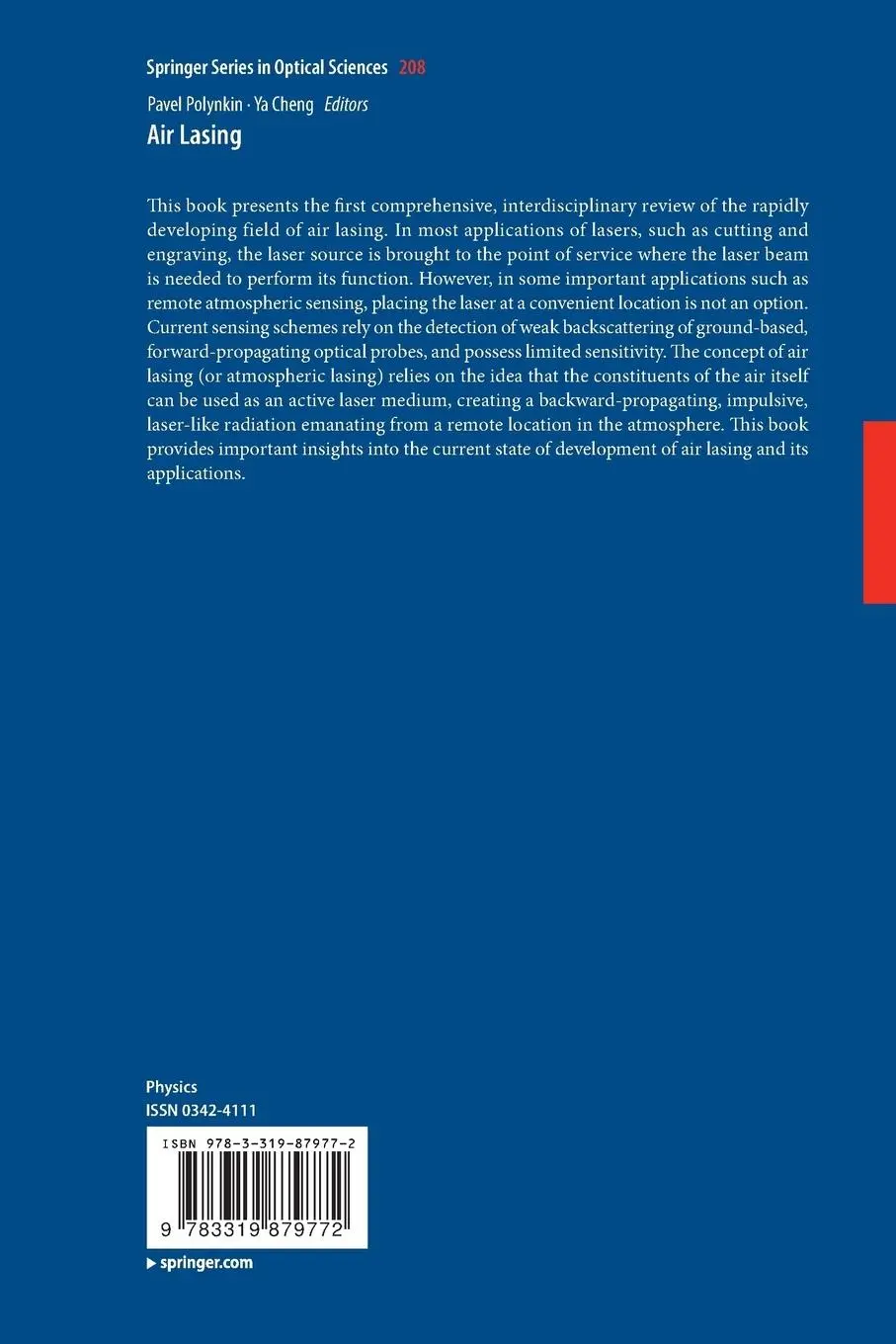 Rückseite: 9783319879772 | Air Lasing | Pavel Polynkin (u. a.) | Taschenbuch | xii | Englisch