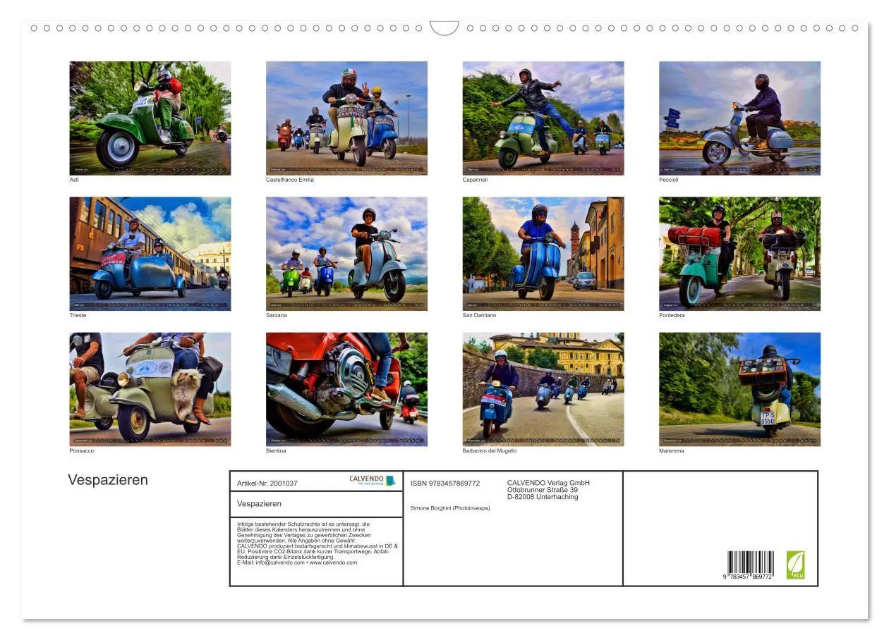 Bild: 9783457869772 | Vespazieren (Wandkalender 2026 DIN A2 quer), CALVENDO Monatskalender