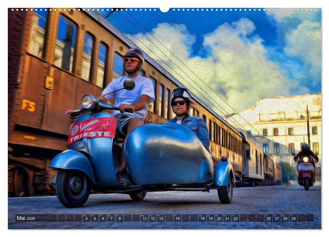 Bild: 9783457869772 | Vespazieren (Wandkalender 2026 DIN A2 quer), CALVENDO Monatskalender