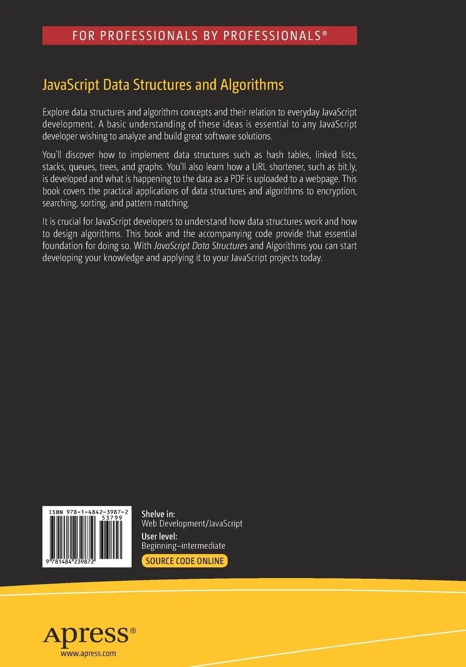 Rückseite: 9781484239872 | JavaScript Data Structures and Algorithms | Sammie Bae | Taschenbuch