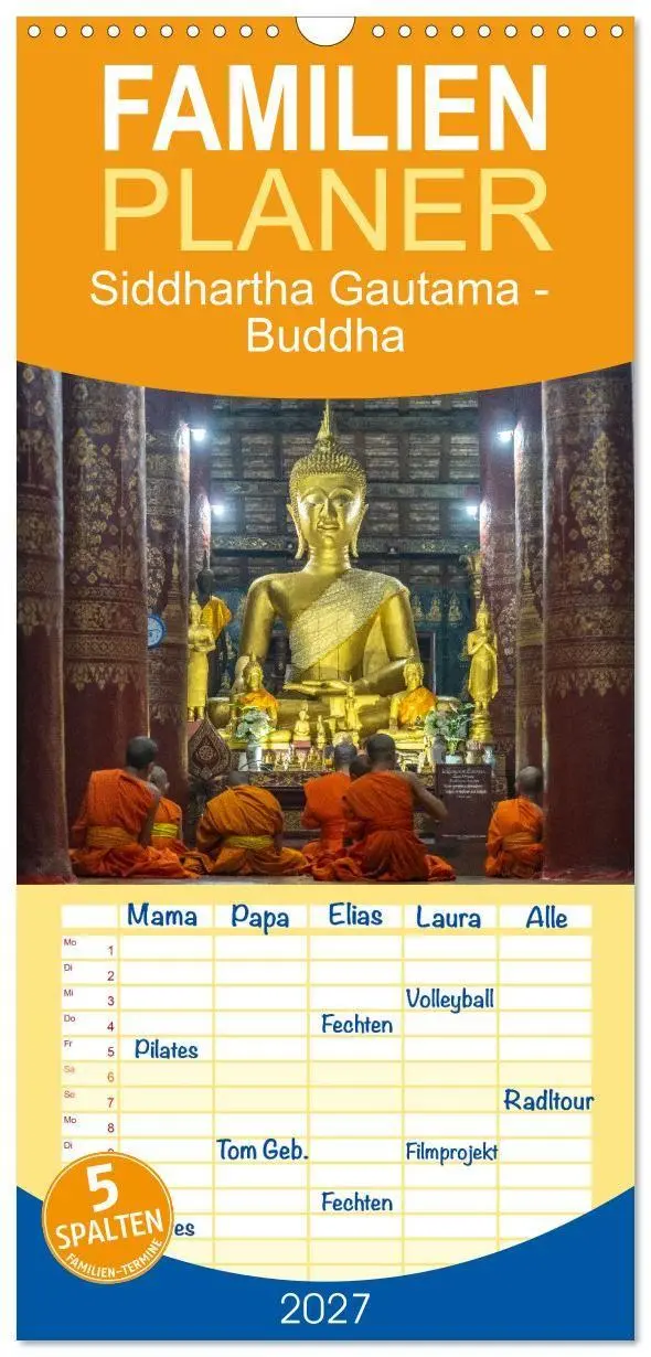 Cover: 9783594309872 | Familienplaner 2027 - Siddhartha Gautama - Buddha mit 5 Spalten...