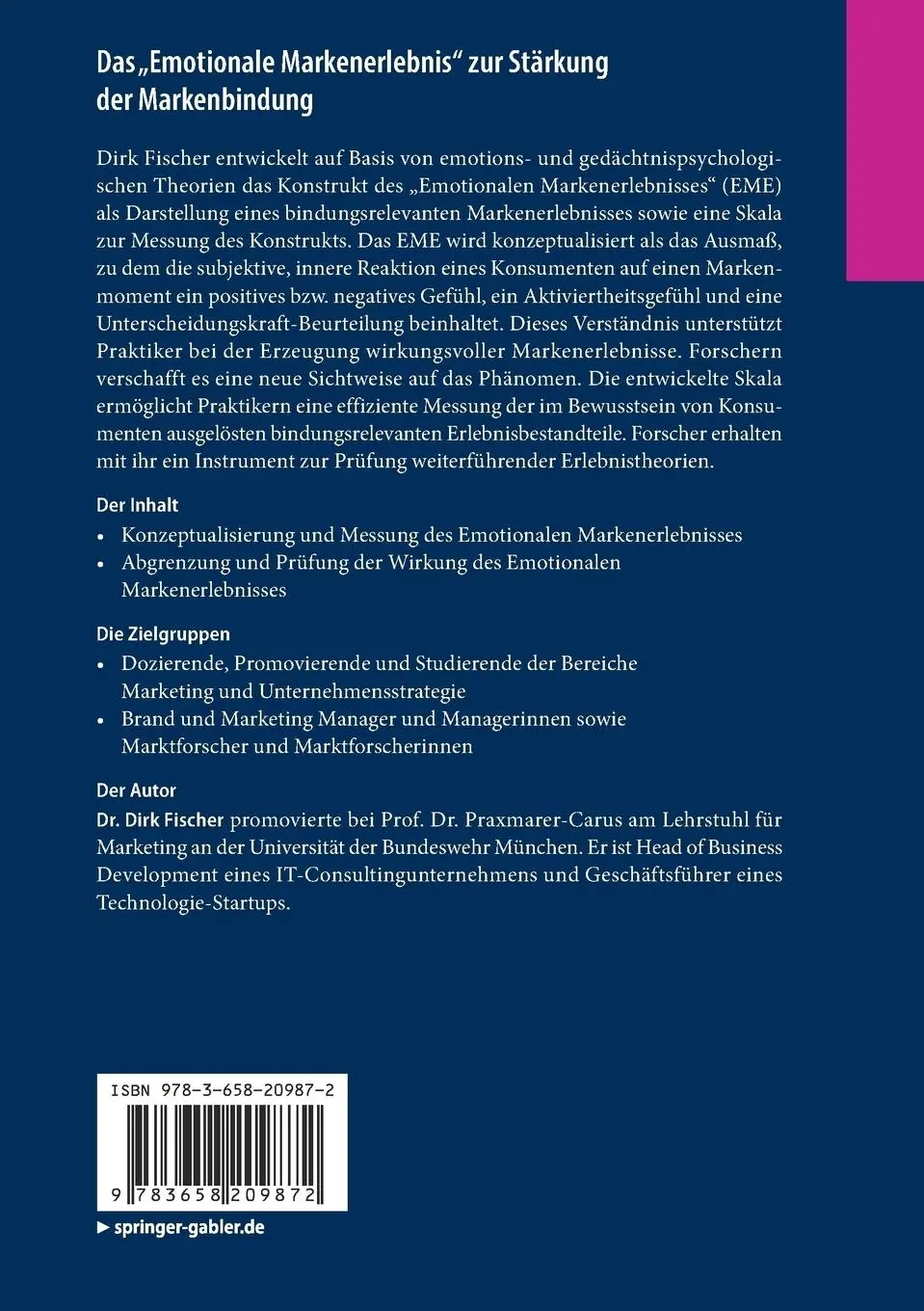 Rückseite: 9783658209872 | Das "Emotionale Markenerlebnis" zur Stärkung der Markenbindung | Buch