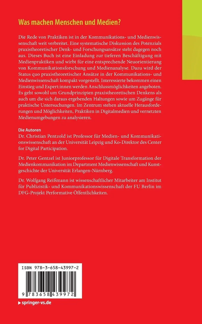 Rückseite: 9783658439972 | Was machen Menschen und Medien? | Christian Pentzold (u. a.) | Buch