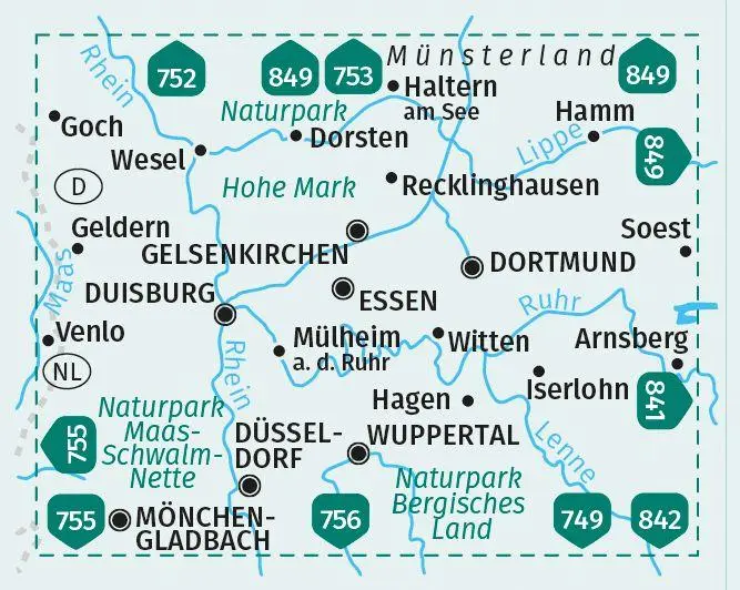 Bild: 9783991219972 | KOMPASS Wanderkarten-Set 821 Ruhrgebiet (3 Karten) 1:50.000 | Deutsch