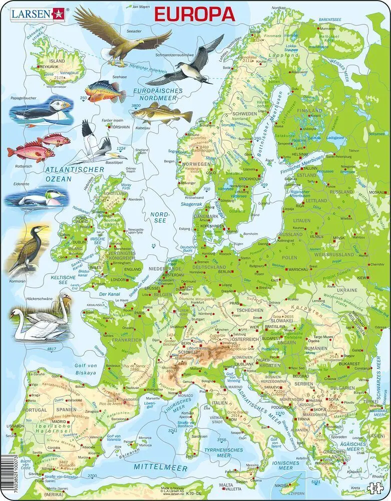 Cover: 7023852100073 | Europa (physisch) (Kinderpuzzle) | Spiel | 2021 | Larsen