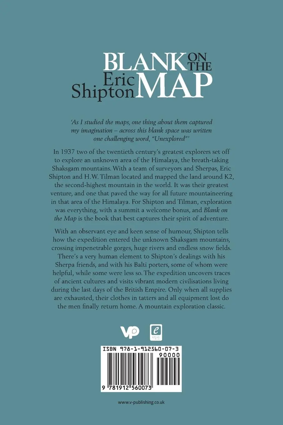 Rückseite: 9781912560073 | Blank on the Map | Eric Shipton | Taschenbuch | Englisch | 2019