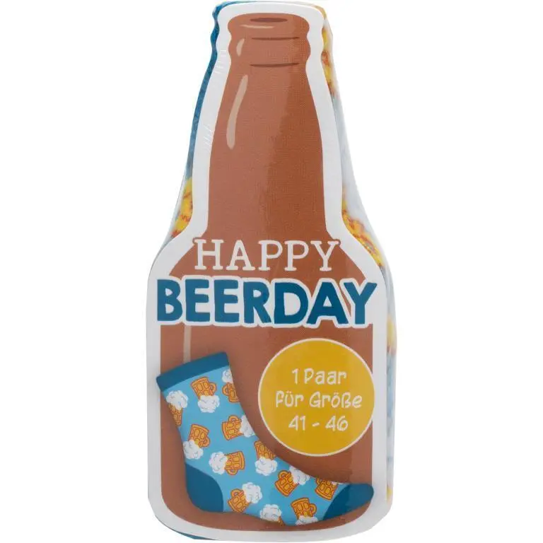 Zaubersocken Bier "Happy Beerday", 1 Paar für Größe 41-46