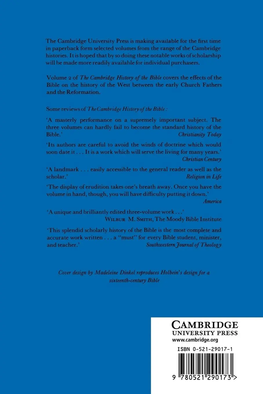 Rückseite: 9780521290173 | The Cambridge History of the Bible | G. W. Lampe | Taschenbuch | 2003