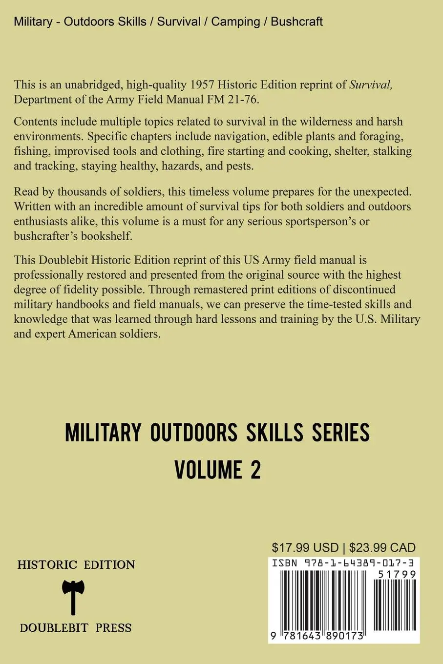 Rückseite: 9781643890173 | Survival - Army FM 21-76 (1957 Historic Edition) | Army | Taschenbuch
