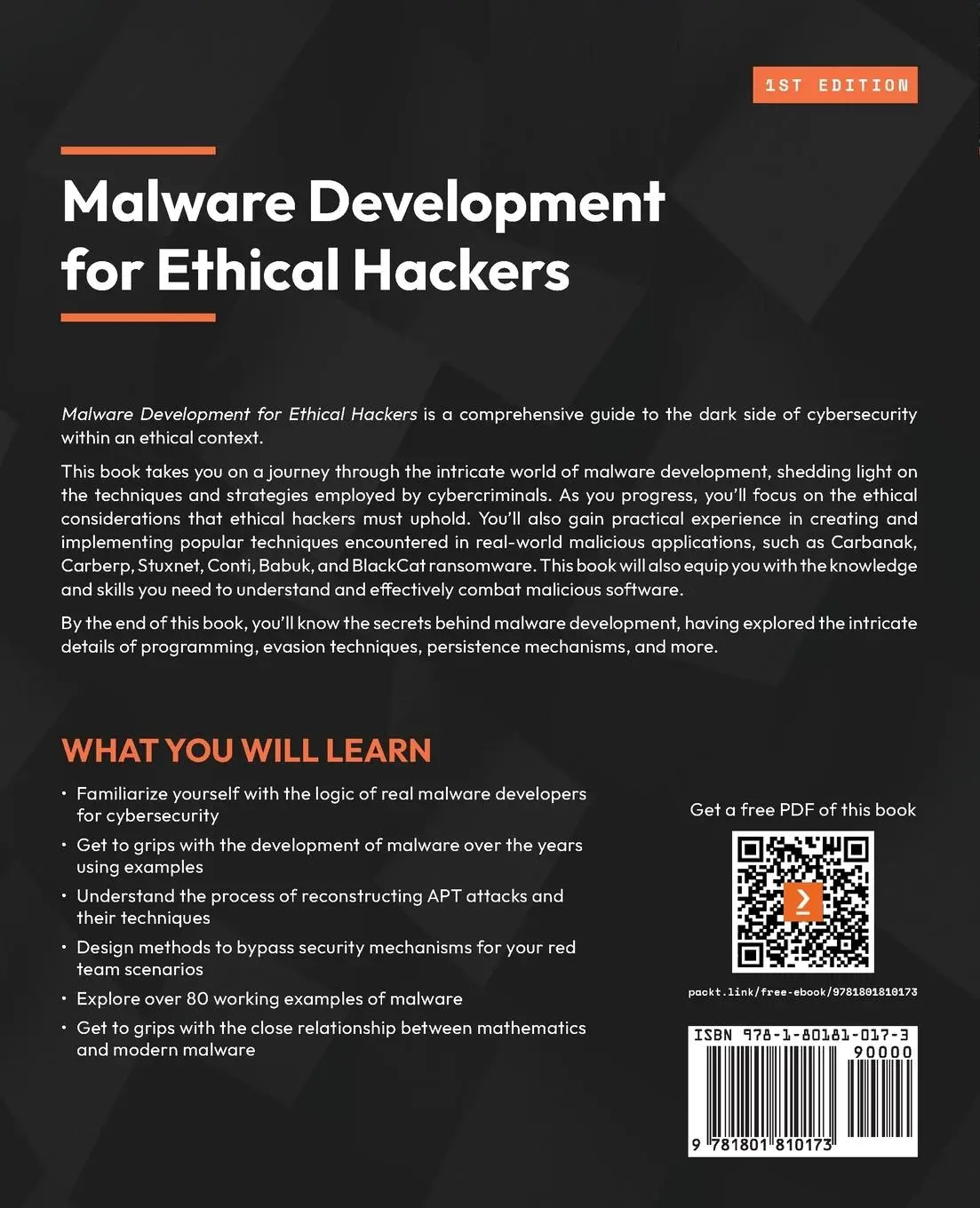 Rückseite: 9781801810173 | Malware Development for Ethical Hackers | Zhassulan Zhussupov | Buch