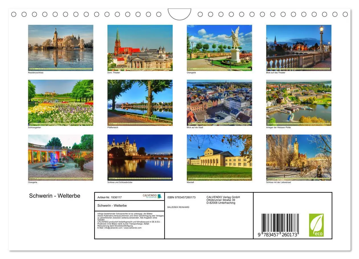 Bild: 9783457260173 | Schwerin - Welterbe (Wandkalender 2026 DIN A4 quer), CALVENDO...