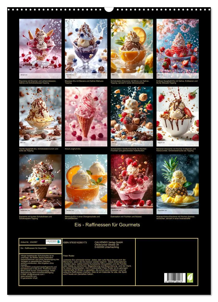 Bild: 9783516280173 | Eis - Raffinessen für Gourmets (Wandkalender 2026 DIN A2 hoch),...