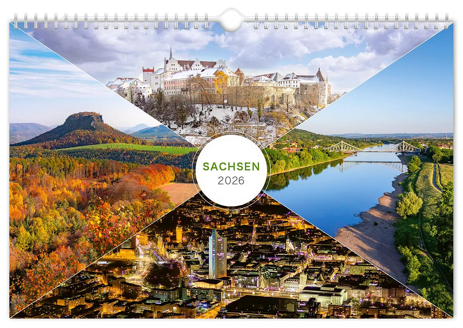Cover: 9783910680173 | Kalender Sachsen 2026 | 30 x 20 cm weißes Kalendarium | Peter Schubert