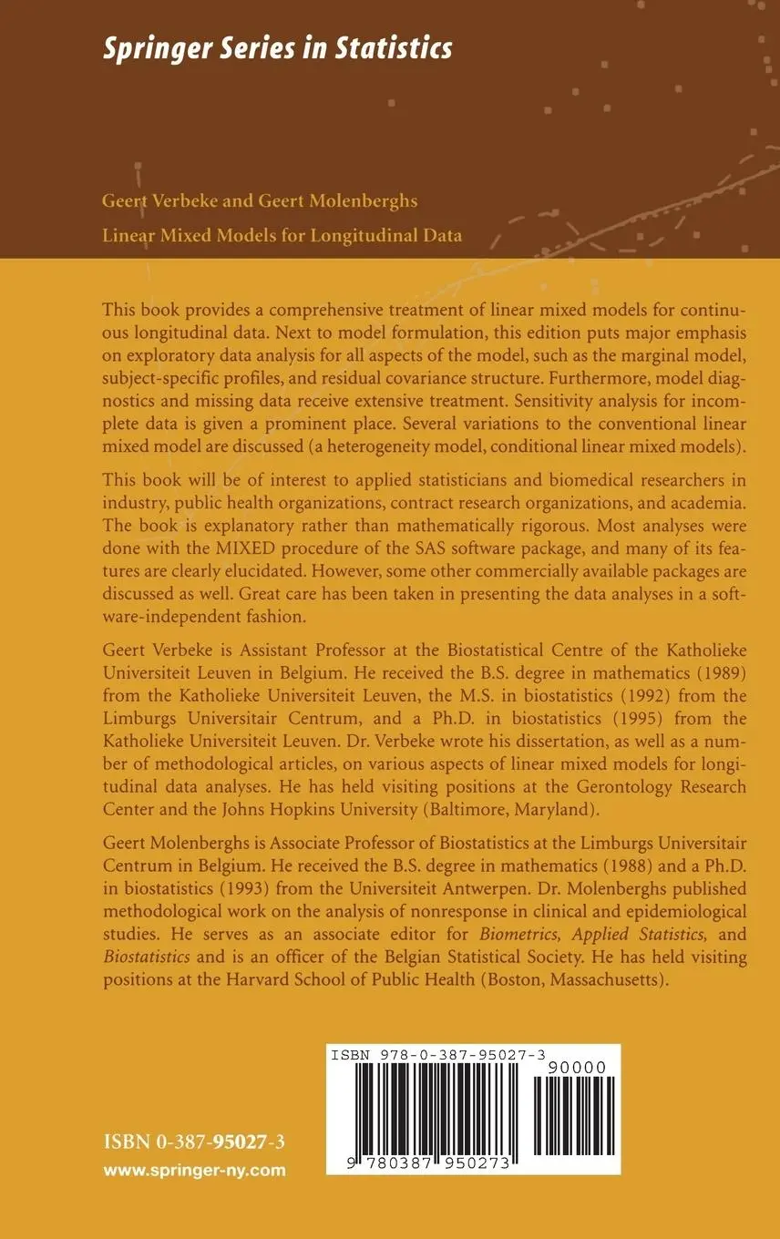 Rückseite: 9780387950273 | Linear Mixed Models for Longitudinal Data | Geert Molenberghs (u. a.)