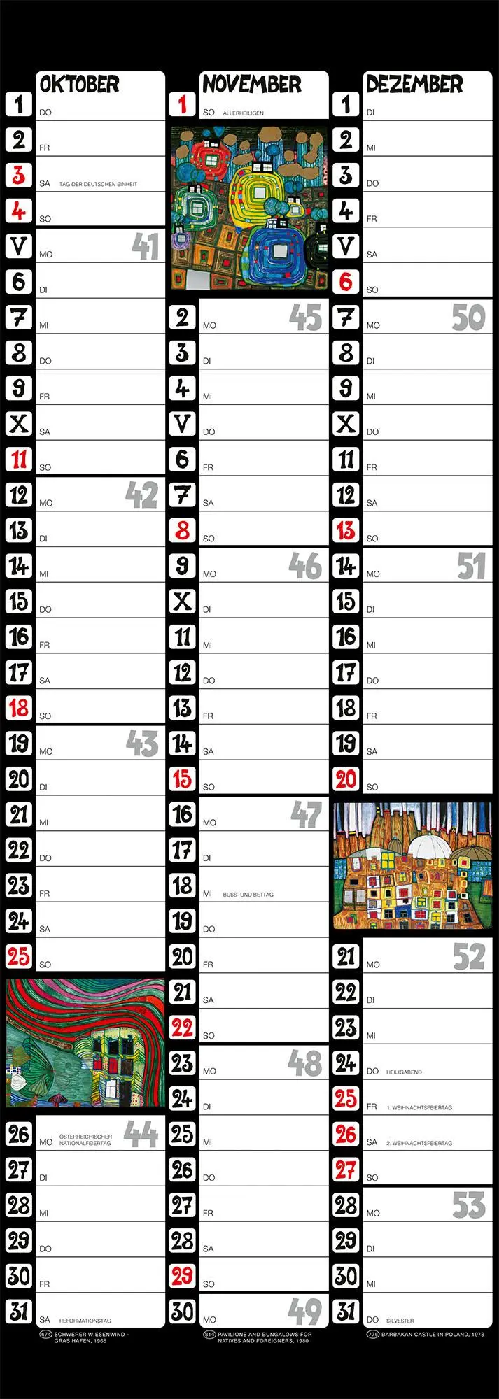 Bild: 9783910430273 | Hundertwasser Streifenkalender Art 2026 | Wörner Verlag GmbH | 6 S.