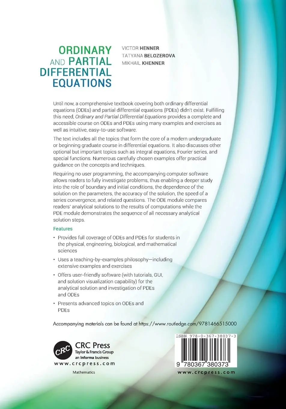 Rückseite: 9780367380373 | Ordinary and Partial Differential Equations | Victor Henner (u. a.)