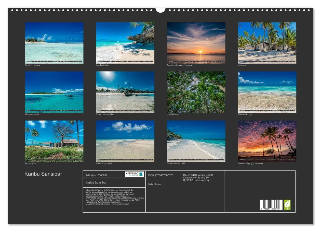 Bild: 9783457860373 | Karibu Sansibar (Wandkalender 2026 DIN A2 quer), CALVENDO...