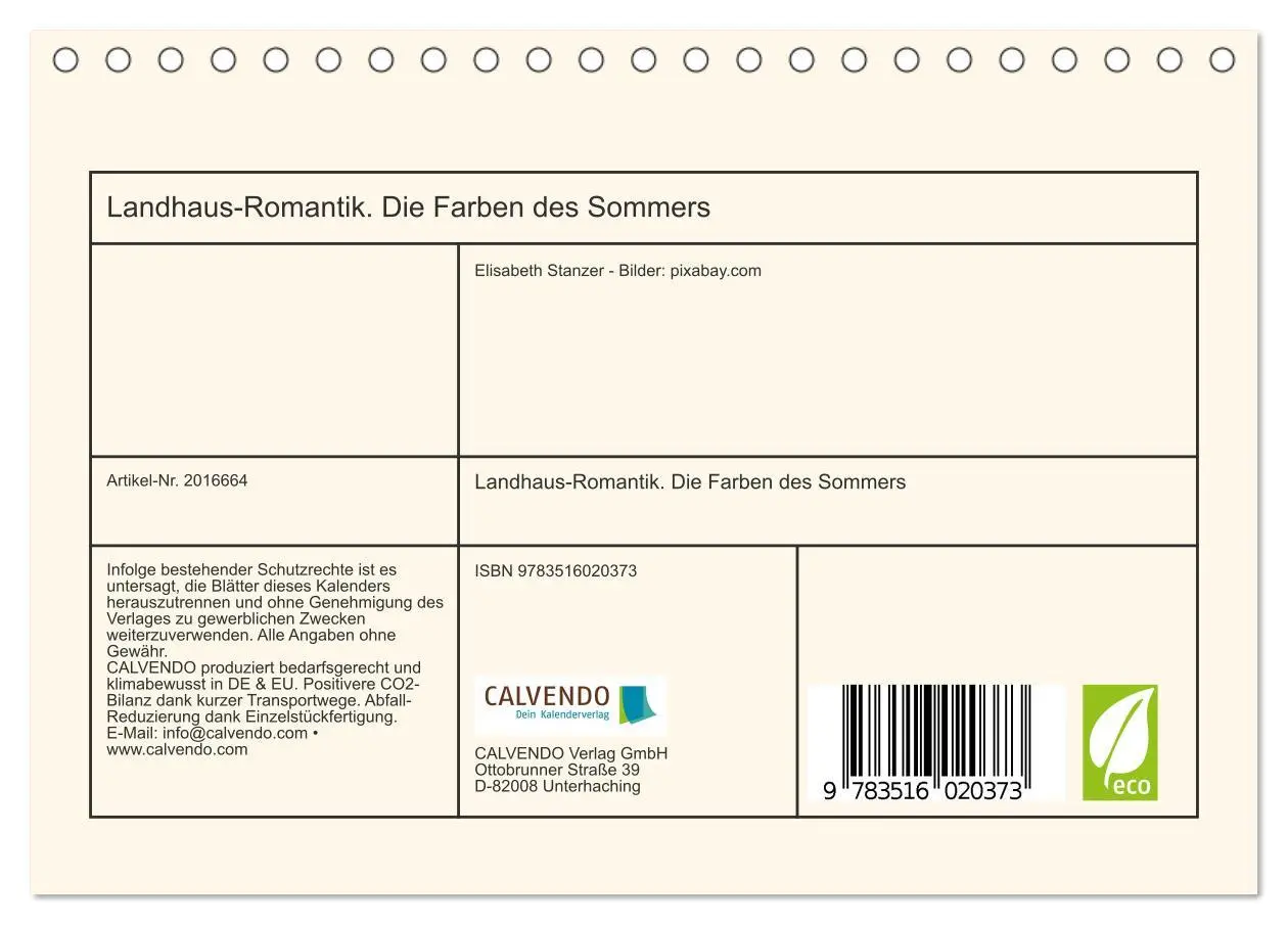 Bild: 9783516020373 | Landhaus-Romantik. Die Farben des Sommers (Tischkalender 2026 DIN...