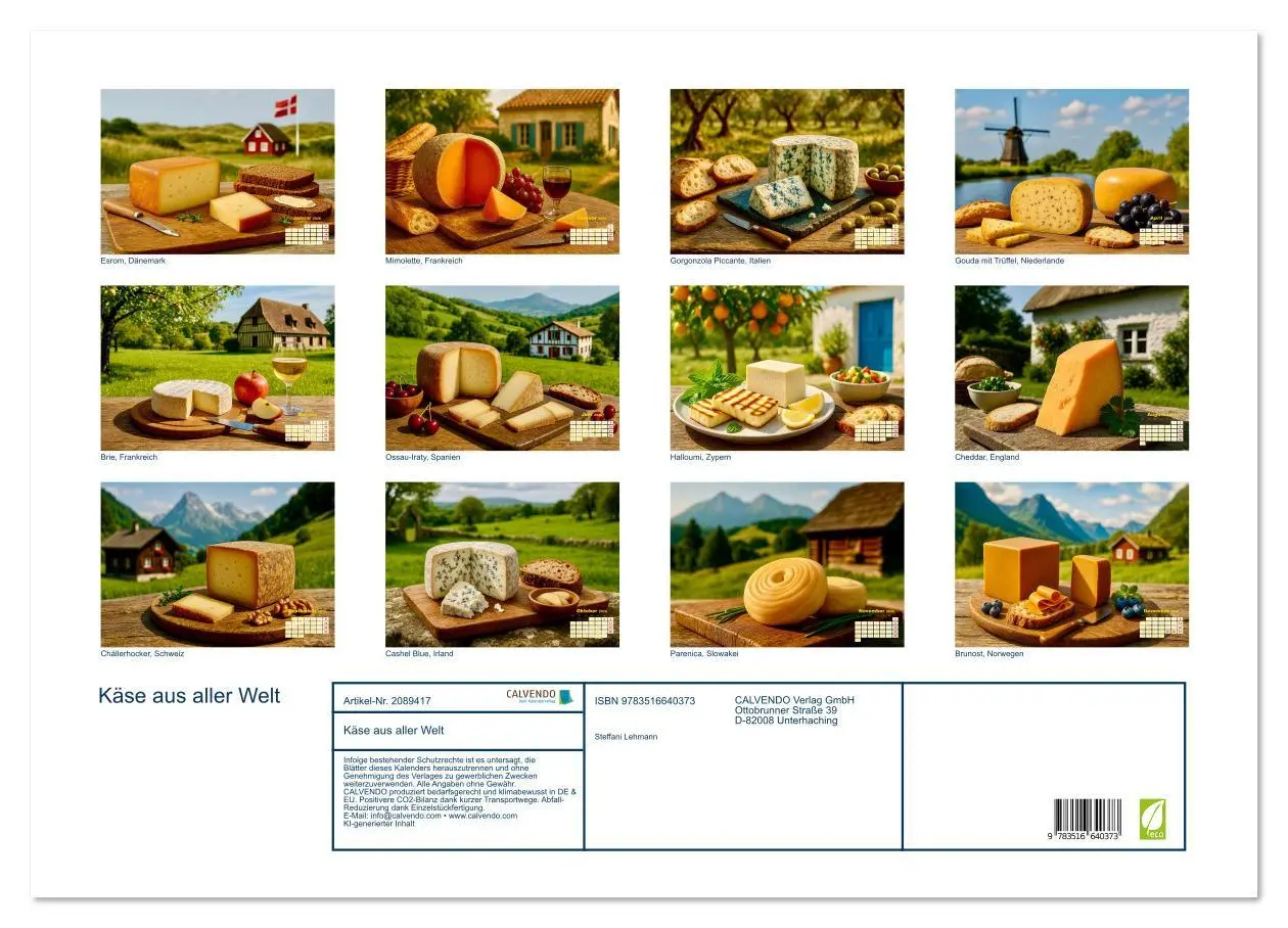 Bild: 9783516640373 | Käse aus aller Welt (Wandkalender 2026 DIN A2 quer), CALVENDO...