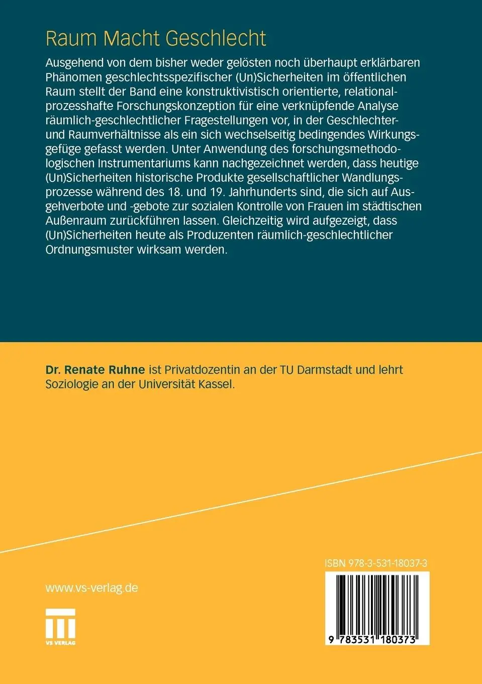 Rückseite: 9783531180373 | Raum Macht Geschlecht | Renate Ruhne | Taschenbuch | Paperback | 2011