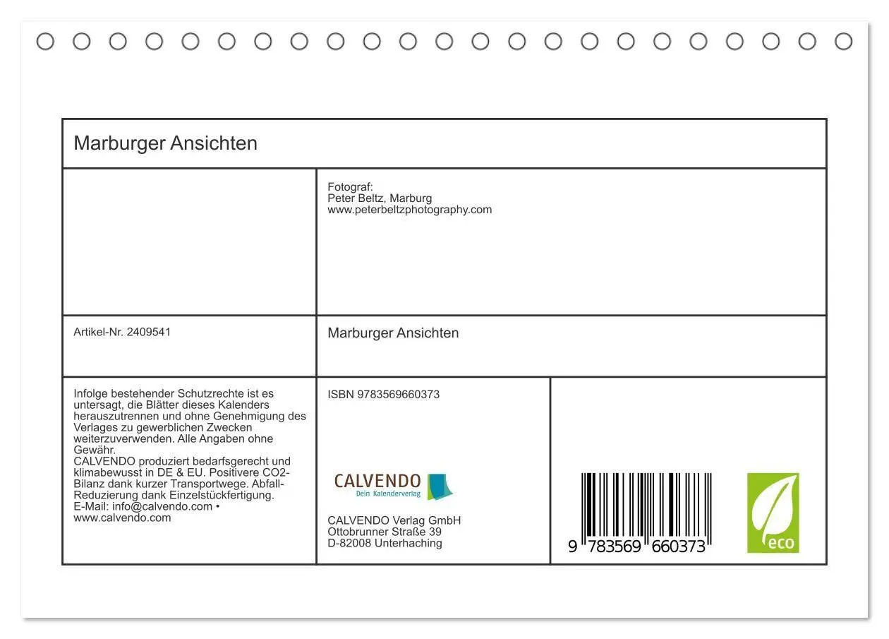 Bild: 9783569660373 | Marburger Ansichten (Tischkalender 2027 DIN A5 quer), CALVENDO...