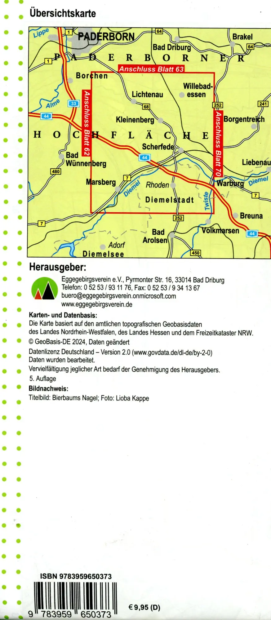 Bild: 9783959650373 | Eggegebirge (Südteil) mit Eggeweg und E1 Blatt 64, topographische...