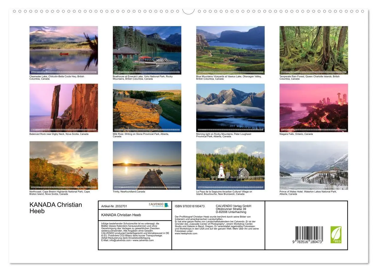 Bild: 9783516180473 | KANADA Christian Heeb (hochwertiger Premium Wandkalender 2026 DIN...