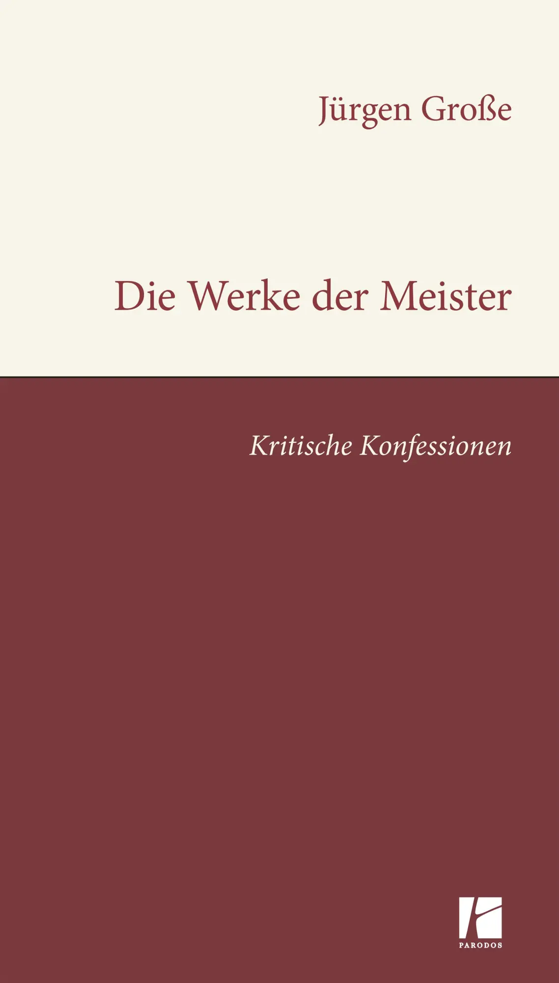 Cover: 9783968240473 | Die Werke der Meister | Kritische Konfessionen | Jürgen Große | Buch