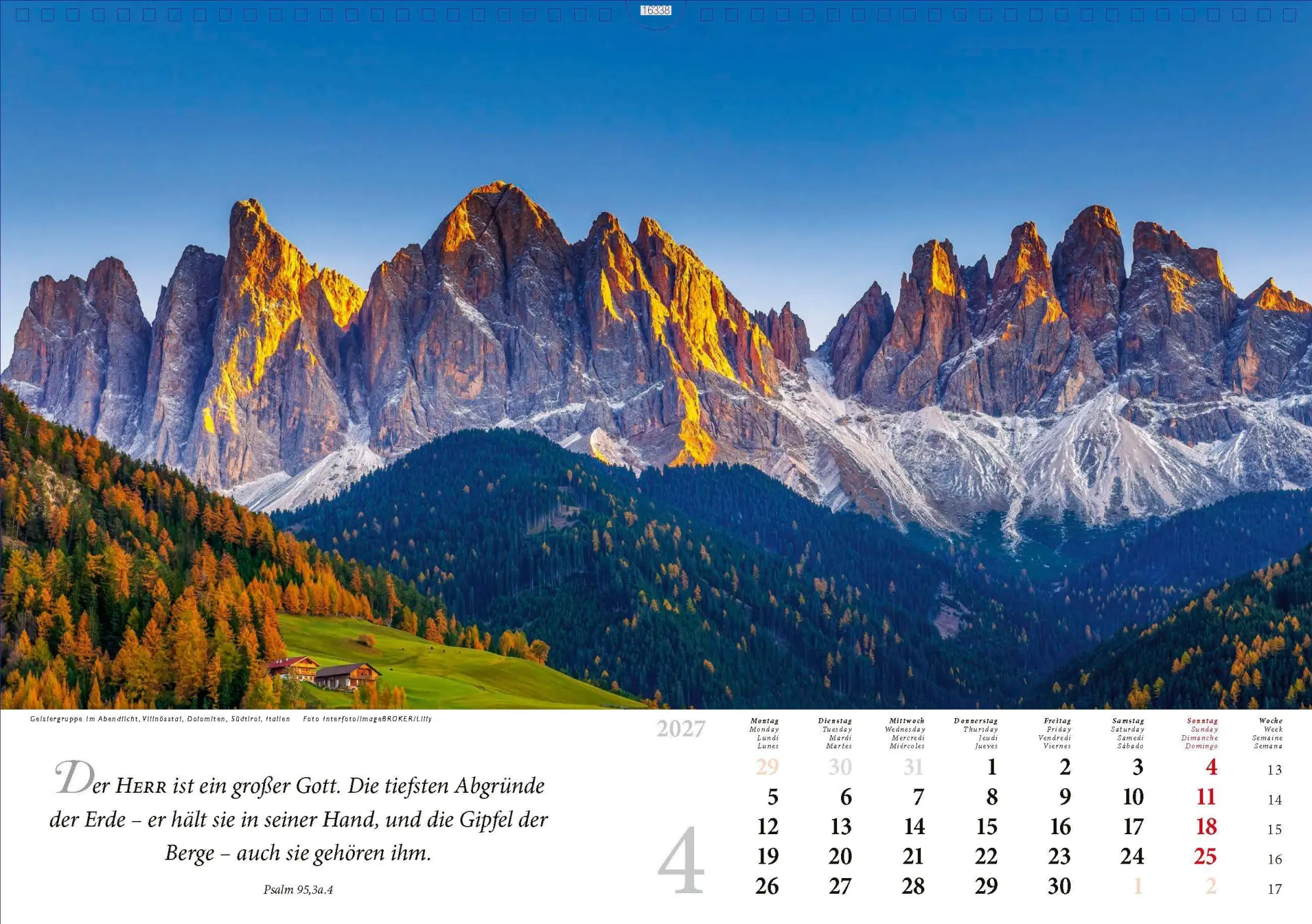 Bild: 4250222990573 | Lobet, ihr Berge, den Herrn 2027 | Kalender | 13 S. | Deutsch | 2027