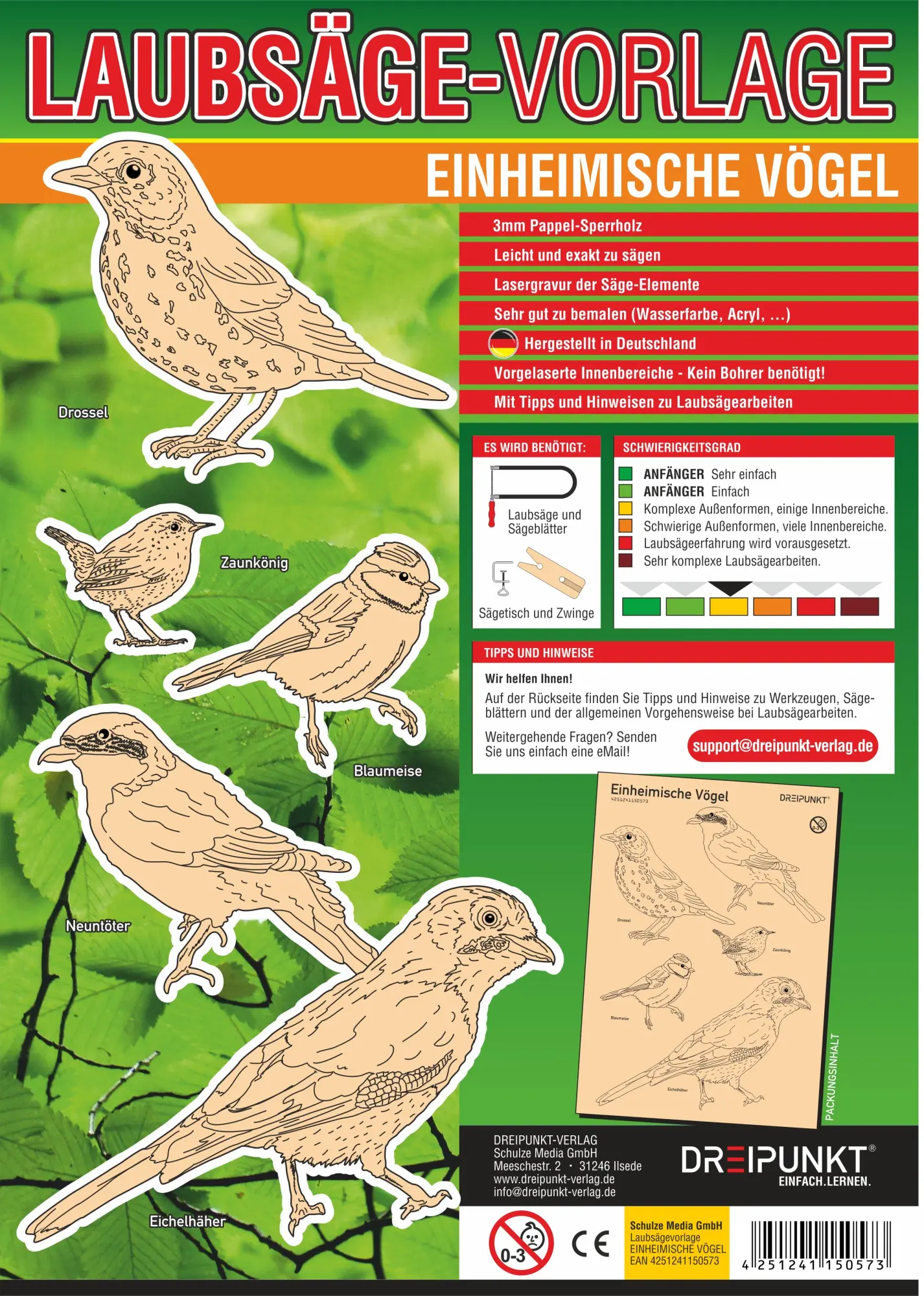 Cover: 4251241150573 | Laubsägevorlage Einheimische Vögel | Schulze Media GmbH | Deutsch