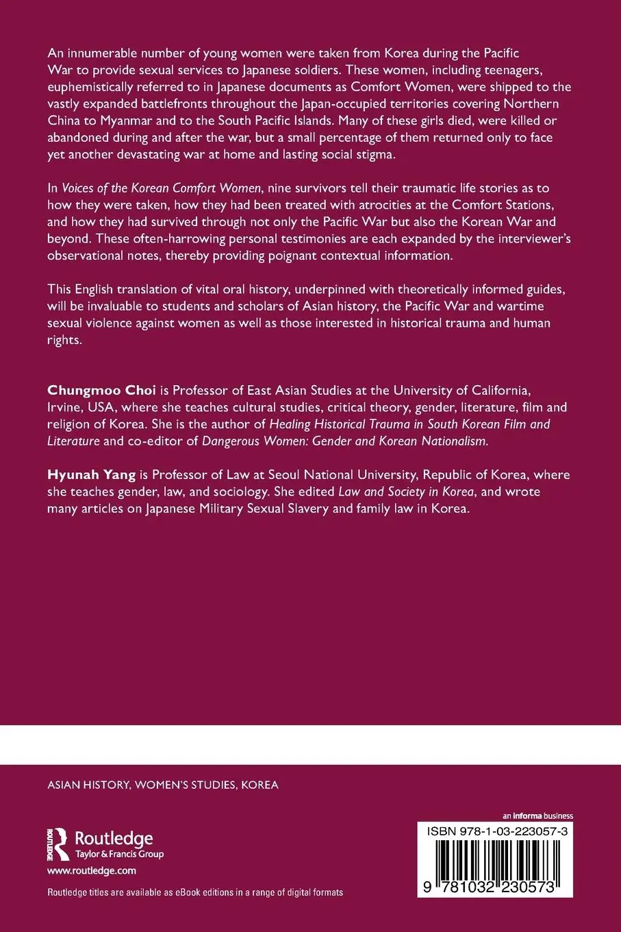 Rückseite: 9781032230573 | Voices of the Korean Comfort Women | History Rewritten from Memories