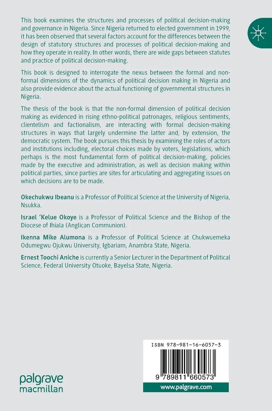 Rückseite: 9789811660573 | Anonymous Power | Okechukwu Ibeanu (u. a.) | Buch | xxviii | Englisch
